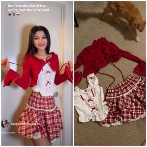 Women’s 3-Piece Outfit Set – Skirt, Blouse & Cardigan (Size Small)